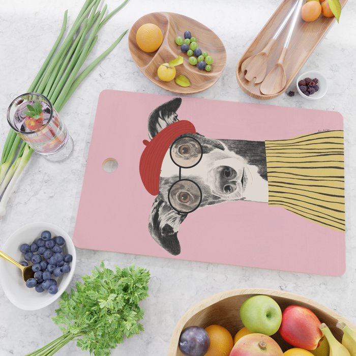 French style greyhound dog portrait Cutting Board Gallery Image 2