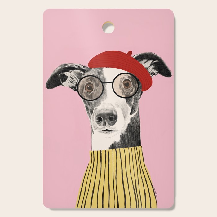 French style greyhound dog portrait Cutting Board Gallery Image 1