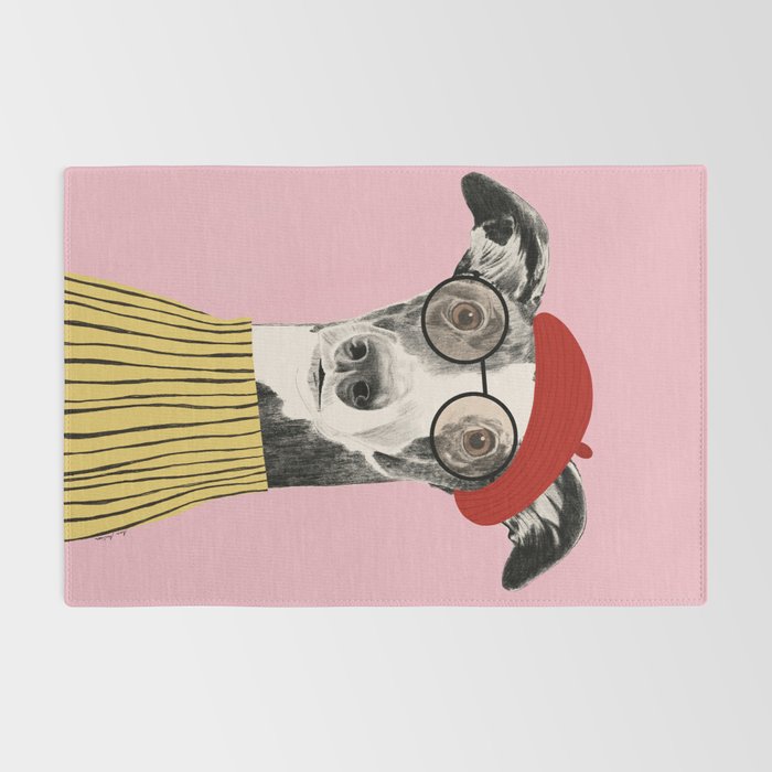 French style greyhound dog portrait Rug Gallery Image 2