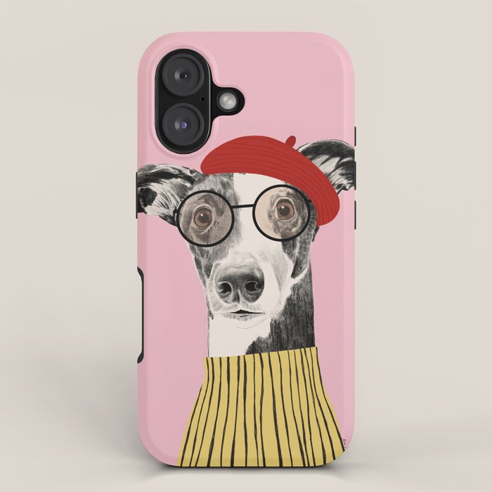 French style greyhound dog portrait iPhone Case Gallery Image 1