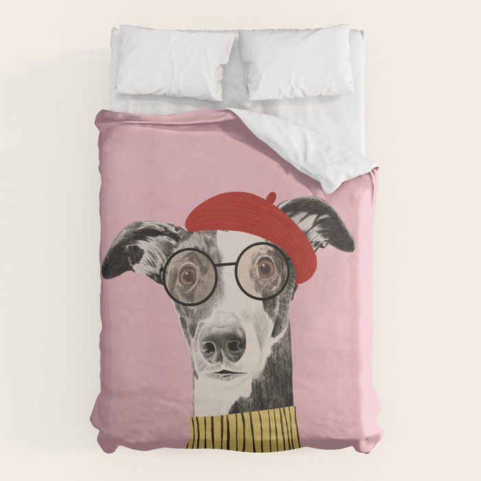 French style greyhound dog portrait Duvet Cover Gallery Image 6