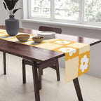Retro Daisy Flower Checker in Yellow Table Runner Gallery Image 2
