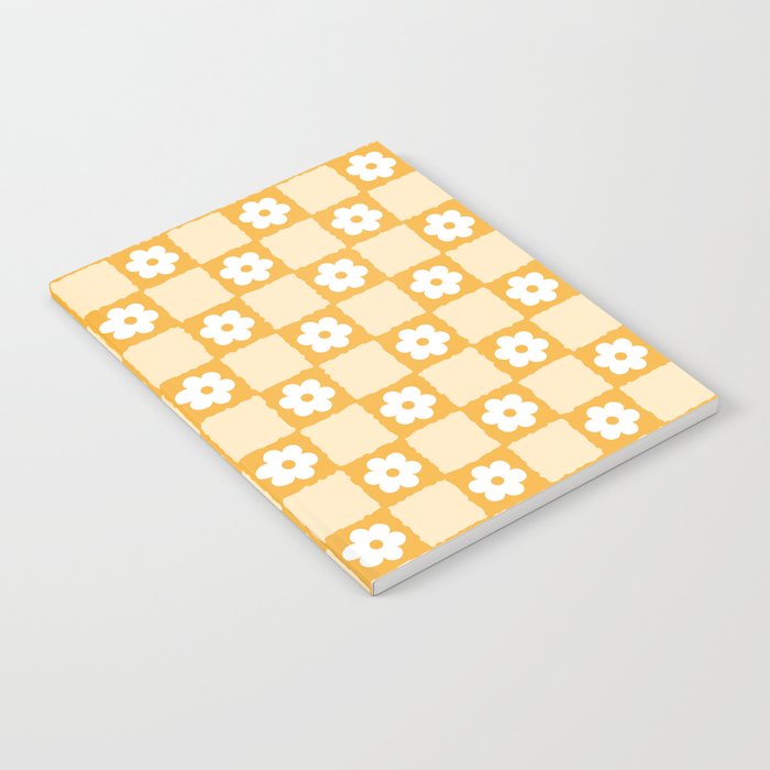 Retro Daisy Flower Checker in Yellow Notebook Gallery Image 1