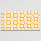 Retro Daisy Flower Checker in Yellow Desk Mat Gallery Image 3