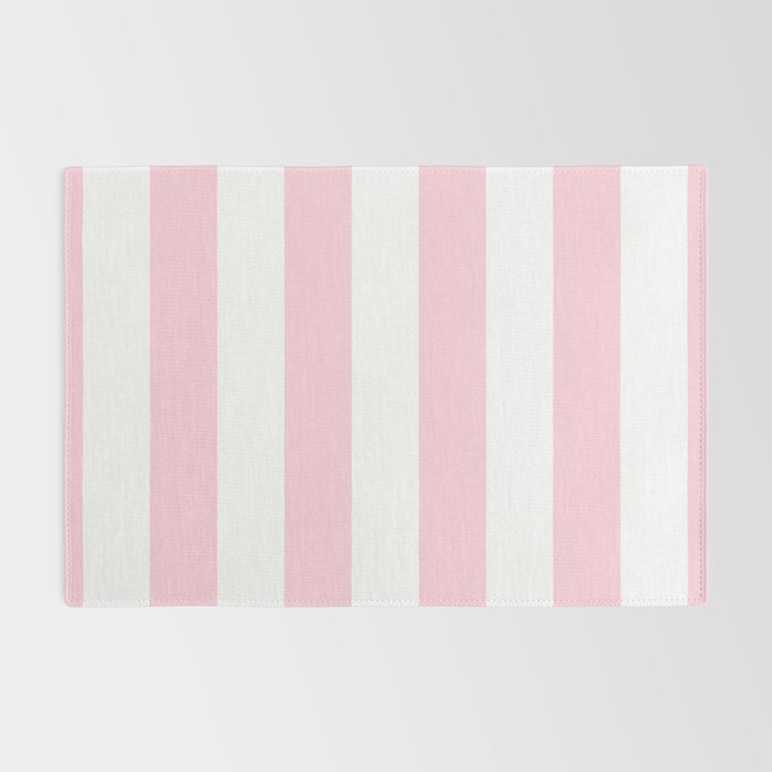 Light Soft Pastel Pink Beach Hut Stripes Rug Gallery Image 2