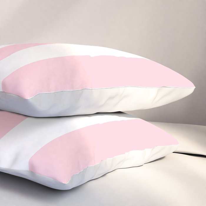 Light Soft Pastel Pink Beach Hut Stripes Pillow Sham Gallery Image 3
