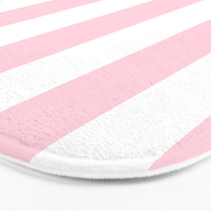 Light Soft Pastel Pink Beach Hut Stripes Bath Mat Gallery Image 3
