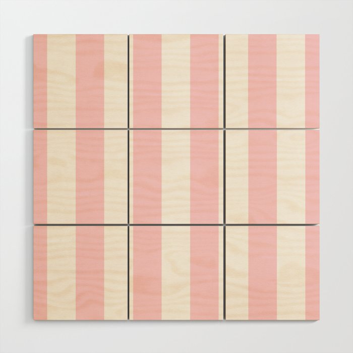 Light Soft Pastel Pink Beach Hut Stripes Wood Wall Art Gallery Image 1