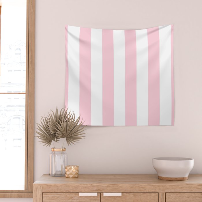 Light Soft Pastel Pink Beach Hut Stripes Wall Tapestry Gallery Image 2