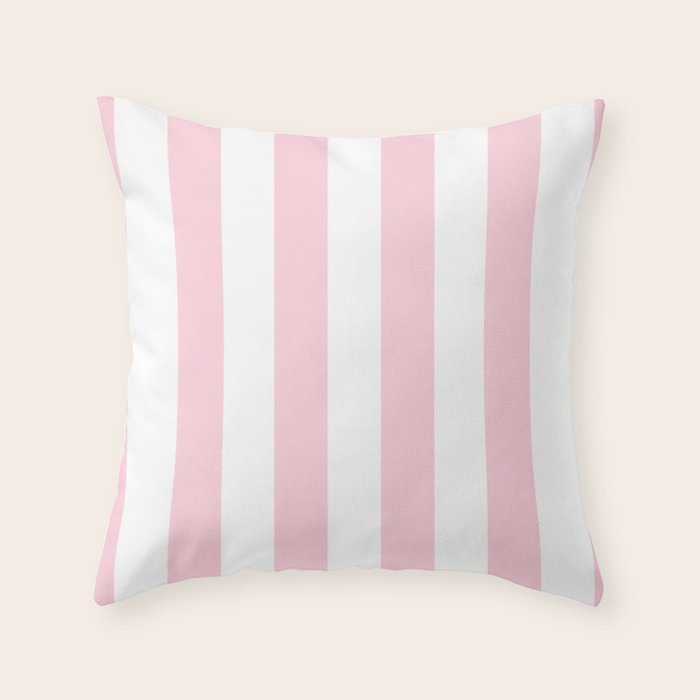 Light Soft Pastel Pink Beach Hut Stripes Throw Pillow Gallery Image 6