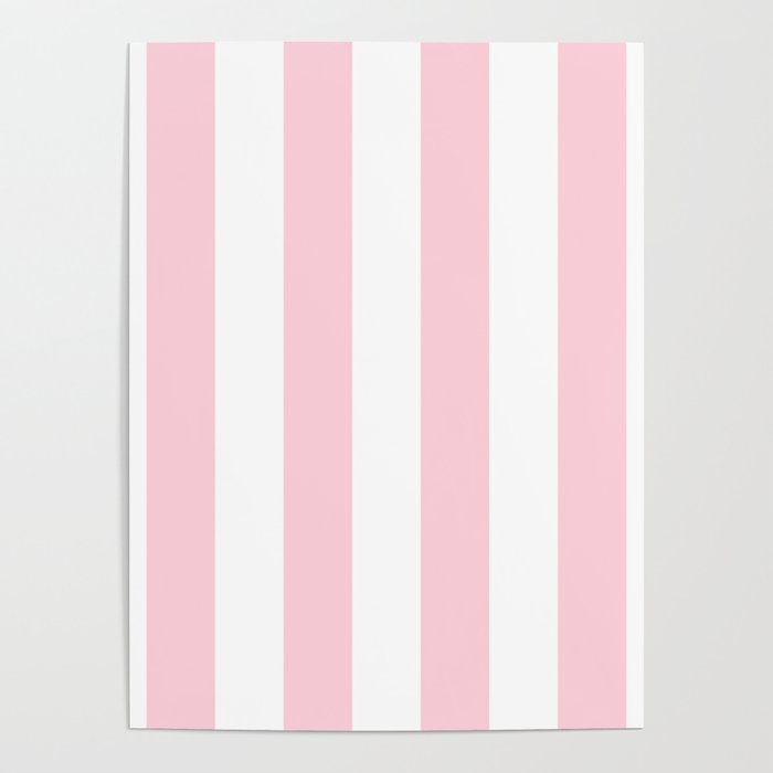 Light Soft Pastel Pink Beach Hut Stripes Poster Gallery Image 1