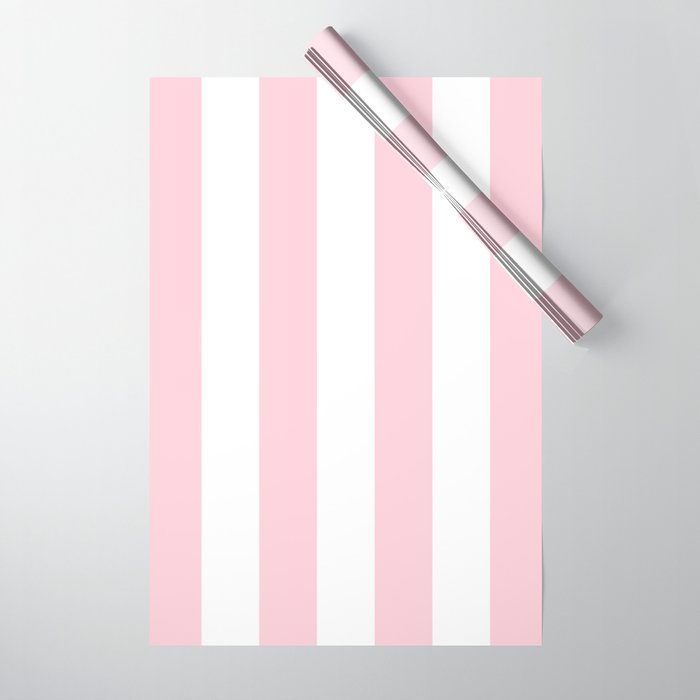 Light Soft Pastel Pink Beach Hut Stripes Wrapping Paper
