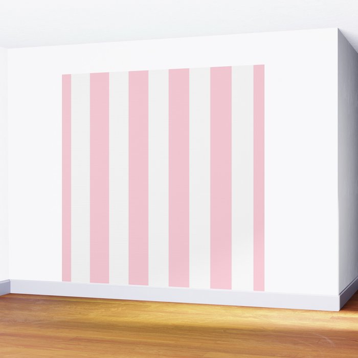 Light Soft Pastel Pink Beach Hut Stripes Wall Mural Gallery Image 2
