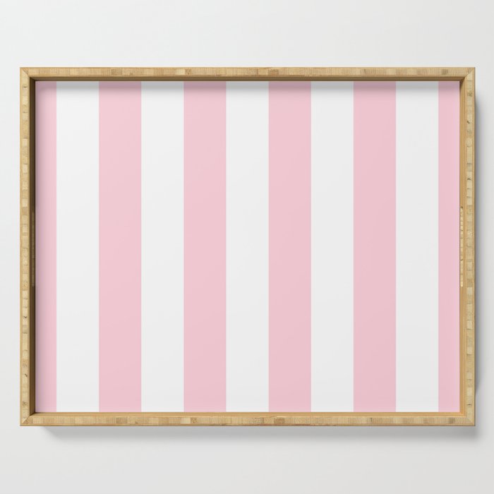 Light Soft Pastel Pink Beach Hut Stripes Serving Tray Gallery Image 1