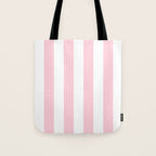 Light Soft Pastel Pink Beach Hut Stripes Tote Bag Gallery Image 1