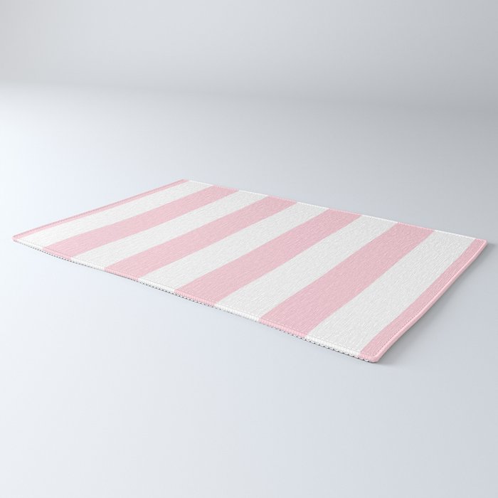 Light Soft Pastel Pink Beach Hut Stripes Rug Gallery Image 3