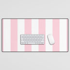 Light Soft Pastel Pink Beach Hut Stripes Desk Mat Gallery Image 1