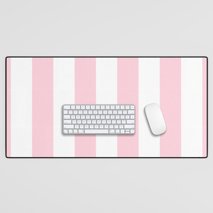 Light Soft Pastel Pink Beach Hut Stripes Desk Mat Gallery Image 1