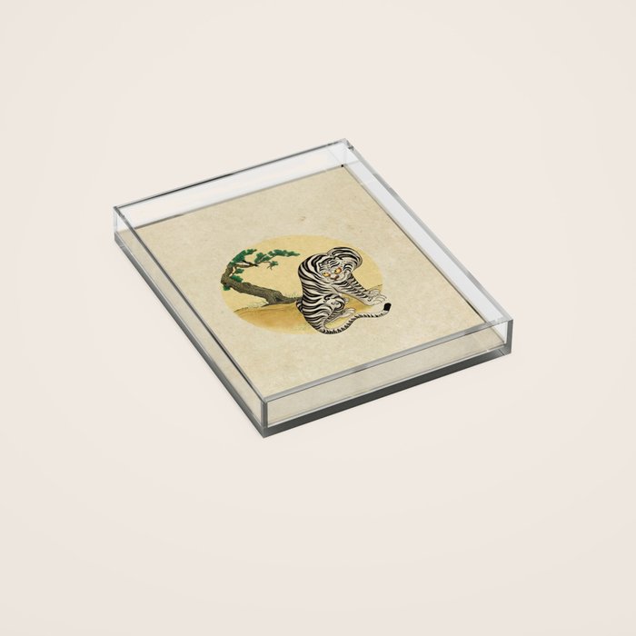 Tiger with magpie type-D : Minhwa-Korean traditional/folk art Acrylic Tray Gallery Image 2