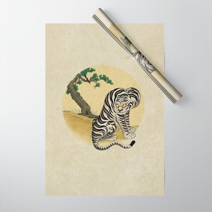 Tiger with magpie type-D : Minhwa-Korean traditional/folk art Wrapping Paper Gallery Image 1