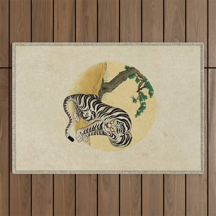 Tiger with magpie type-D : Minhwa-Korean traditional/folk art Outdoor Rug Gallery Image 1