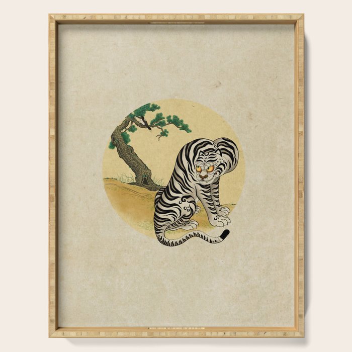 Tiger with magpie type-D : Minhwa-Korean traditional/folk art Serving Tray Gallery Image 1