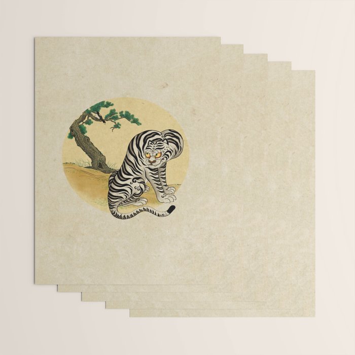 Tiger with magpie type-D : Minhwa-Korean traditional/folk art Wrapping Paper Gallery Image 3