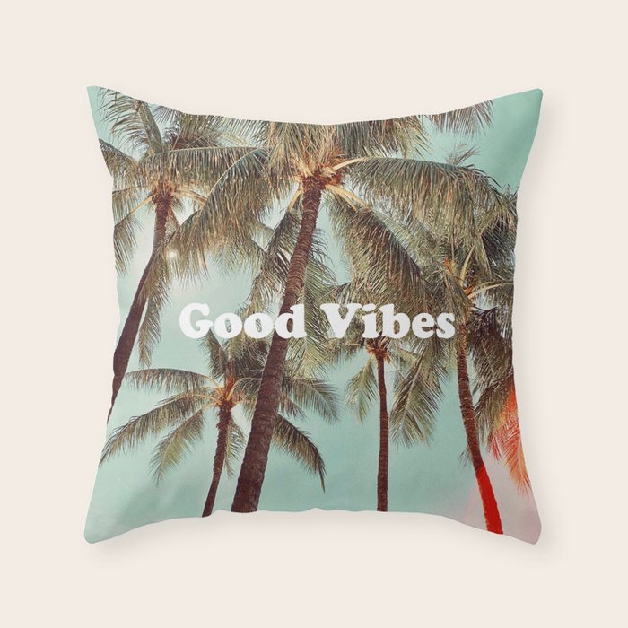 Good Vibes palms Throw Pillow Gallery Image 6