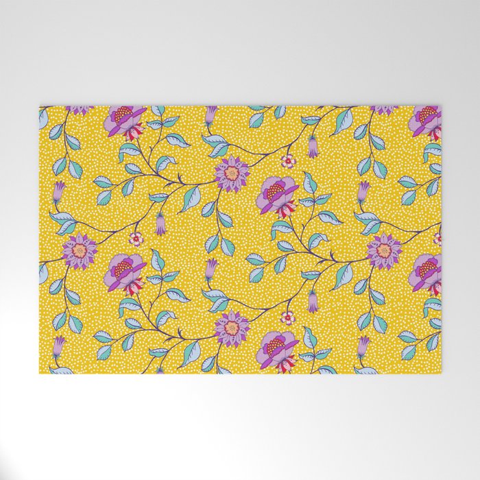 Vibrant Vintage Blooms Welcome Mat Gallery Image 1
