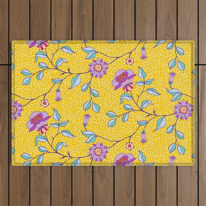 Vibrant Vintage Blooms Outdoor Rug Gallery Image 1