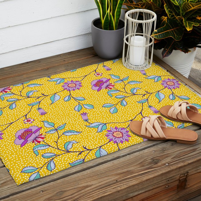 Vibrant Vintage Blooms Outdoor Rug Gallery Image 2