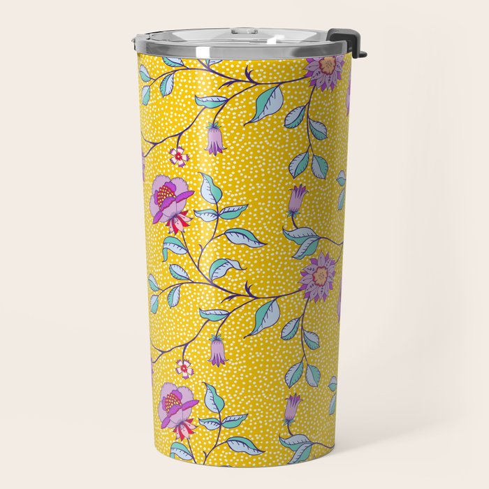 Vibrant Vintage Blooms Travel Mug Gallery Image 2