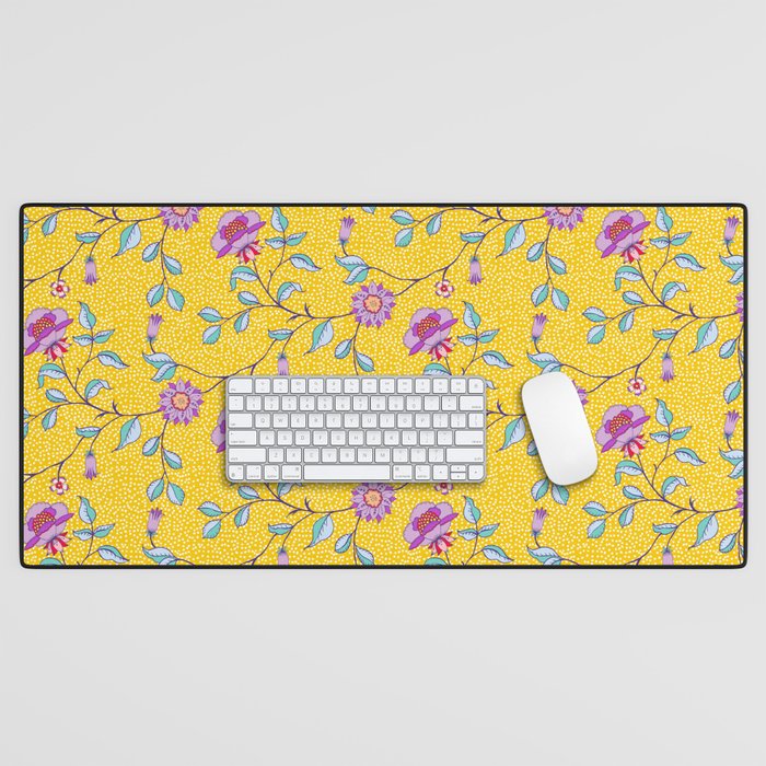Vibrant Vintage Blooms Desk Mat Gallery Image 1