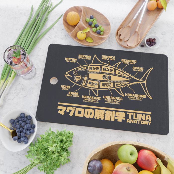 Tuna Anatomy Japanese Maguro Sushi - Black Sand Cutting Board Gallery Image 2