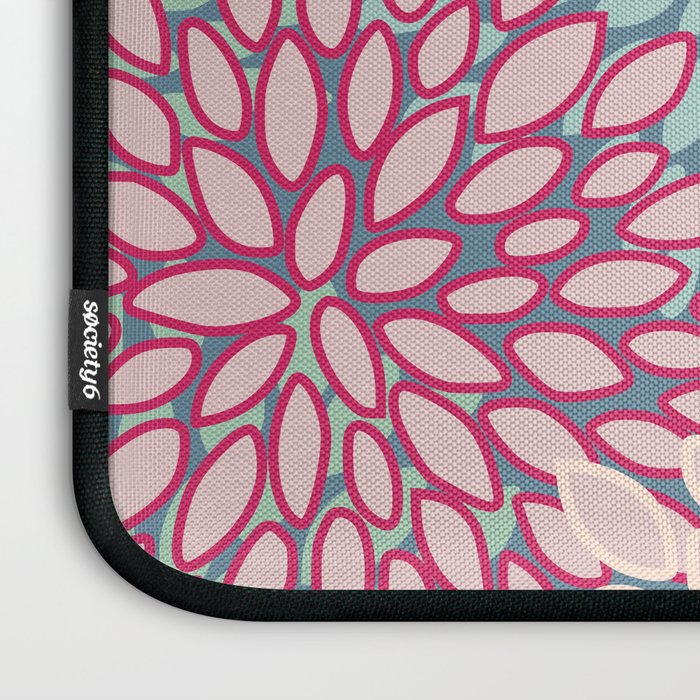 Festive, Floral Prints, Bright Pink, Teal and Green Laptop Sleeve Gallery Image 3