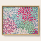 Festive, Floral Prints, Bright Pink, Teal and Green Serving Tray Gallery Image 1