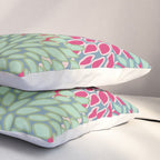 Festive, Floral Prints, Bright Pink, Teal and Green Pillow Sham Gallery Image 3