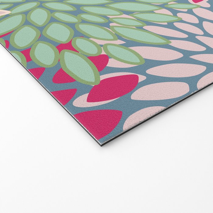 Festive, Floral Prints, Bright Pink, Teal and Green Welcome Mat Gallery Image 2
