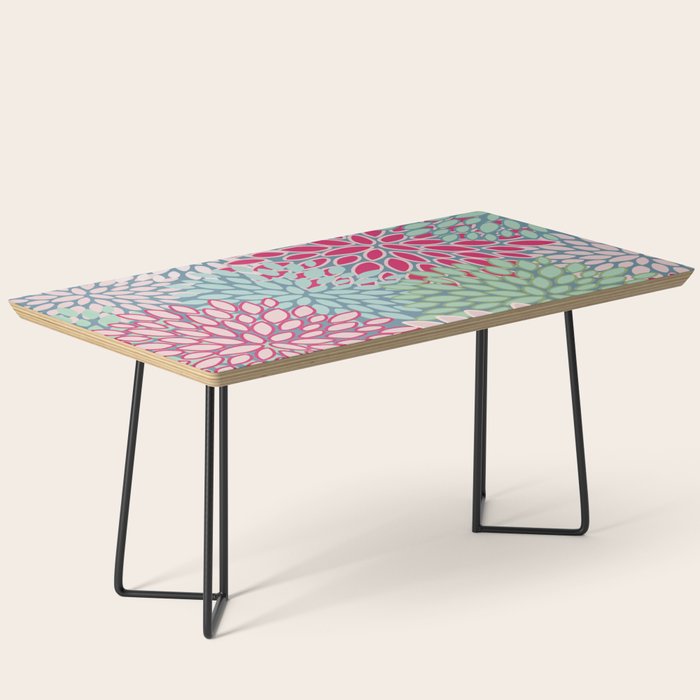 Festive, Floral Prints, Bright Pink, Teal and Green Coffee Table Gallery Image 1
