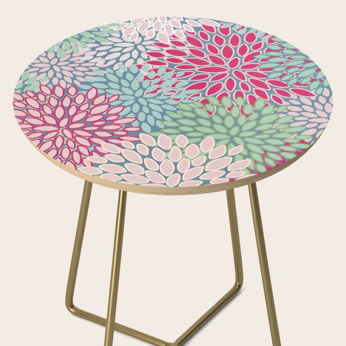 Festive, Floral Prints, Bright Pink, Teal and Green Side Table Gallery Image 2