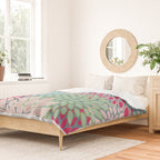 Festive, Floral Prints, Bright Pink, Teal and Green Duvet Cover Gallery Image 2