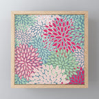 Festive, Floral Prints, Bright Pink, Teal and Green Mini Art Print Gallery Image 1