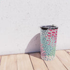 Festive, Floral Prints, Bright Pink, Teal and Green Travel Mug Gallery Image 4