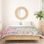 Festive, Floral Prints, Bright Pink, Teal and Green Duvet Cover Gallery Image 3