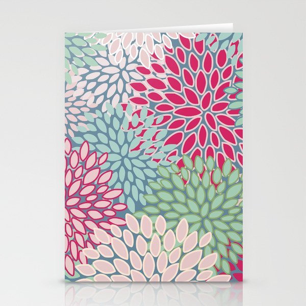 Festive, Floral Prints, Bright Pink, Teal and Green Stationery Card Gallery Image 1