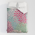Festive, Floral Prints, Bright Pink, Teal and Green Duvet Cover Gallery Image 6
