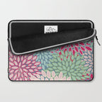 Festive, Floral Prints, Bright Pink, Teal and Green Laptop Sleeve Gallery Image 2