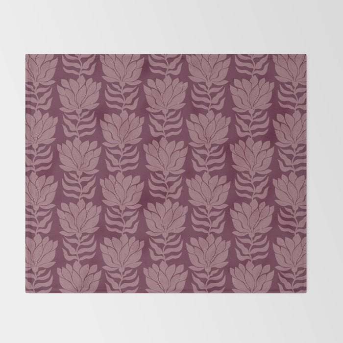 Modern Abstract Wavy Flowers in Plum Violet    Throw Blanket Gallery Image 2