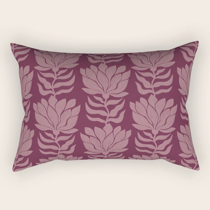 Modern Abstract Wavy Flowers in Plum Violet    Rectangular Pillow Gallery Image 2