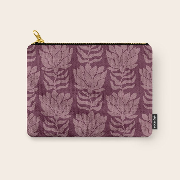 Modern Abstract Wavy Flowers in Plum Violet    Carry All Pouch Gallery Image 1